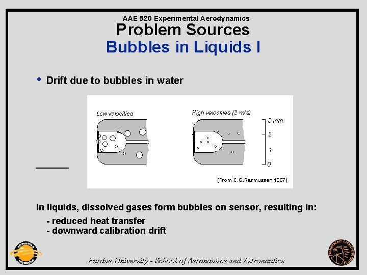 AAE 520 Experimental Aerodynamics Problem Sources Bubbles in Liquids I • Drift due to