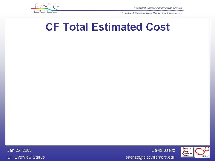 CF Total Estimated Cost Jan 25, 2005 CF Overview Status David Saenz saenzd@slac. stanford.