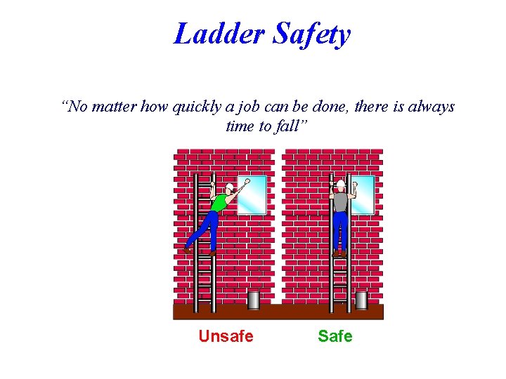 Ladder Safety “No matter how quickly a job can be done, there is always
