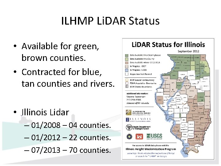 ILHMP Li. DAR Status • Available for green, brown counties. • Contracted for blue, ILHMP Li. DAR Status • Available for green, brown counties. • Contracted for blue,