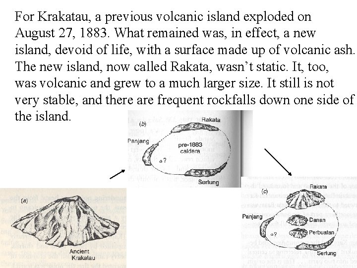 For Krakatau, a previous volcanic island exploded on August 27, 1883. What remained was,