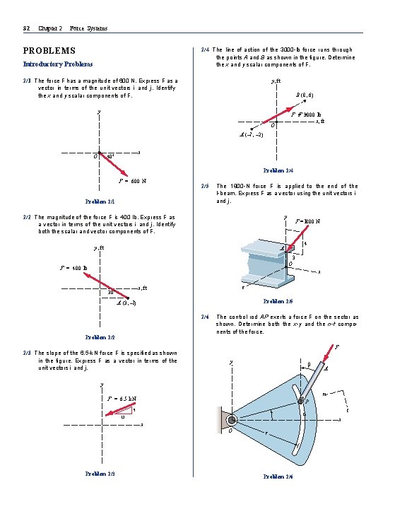 32 Chapter 2 Force Systems PROBLEMS 2/4 The line of action of the 3000 32 Chapter 2 Force Systems PROBLEMS 2/4 The line of action of the 3000