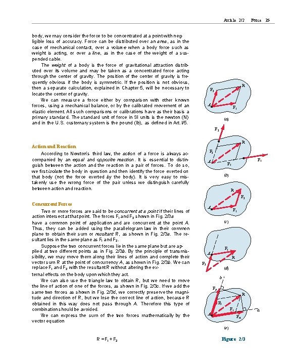 Article 2/2 body, we may consider the force to be concentrated at a point Article 2/2 body, we may consider the force to be concentrated at a point