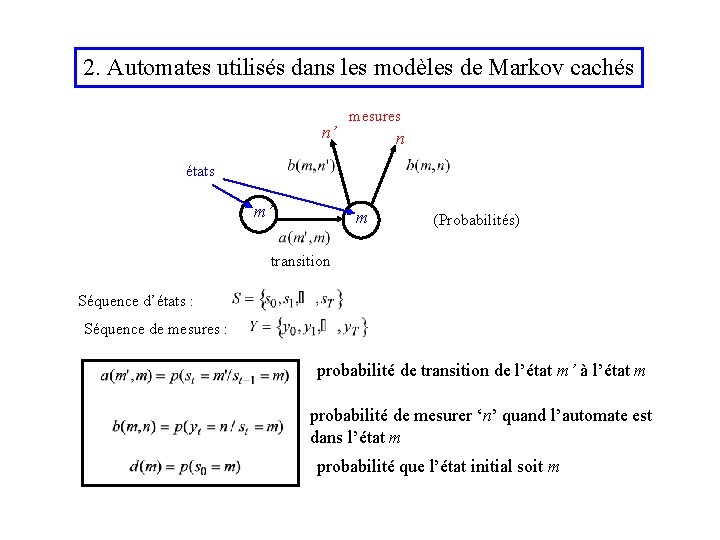 2. Automates utilisés dans les modèles de Markov cachés n’ mesures n états m’