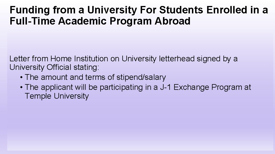 Funding from a University For Students Enrolled in a Full-Time Academic Program Abroad Letter