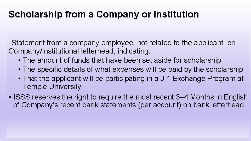 Scholarship from a Company or Institution Statement from a company employee, not related to