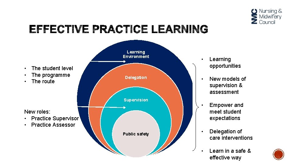 Learning Environment • The student level • The programme • The route Delegation Supervision