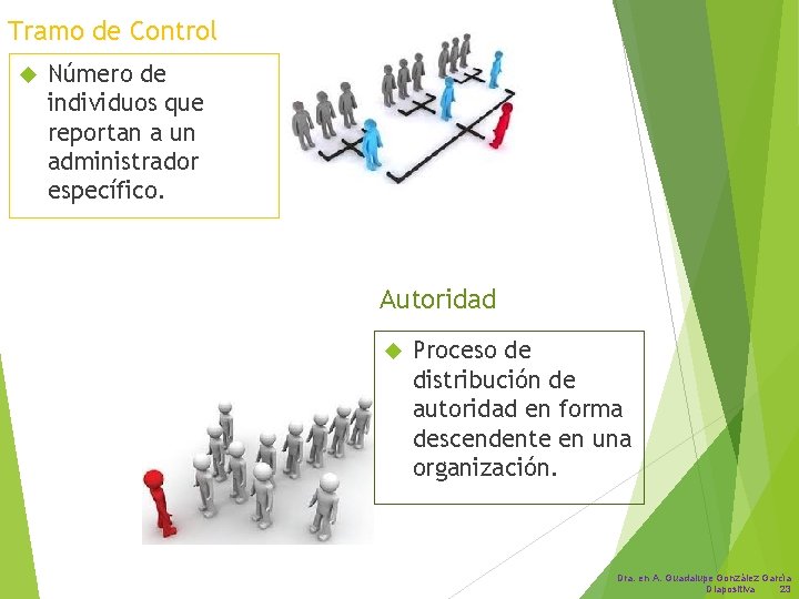 Tramo de Control Número de individuos que reportan a un administrador específico. Autoridad Proceso