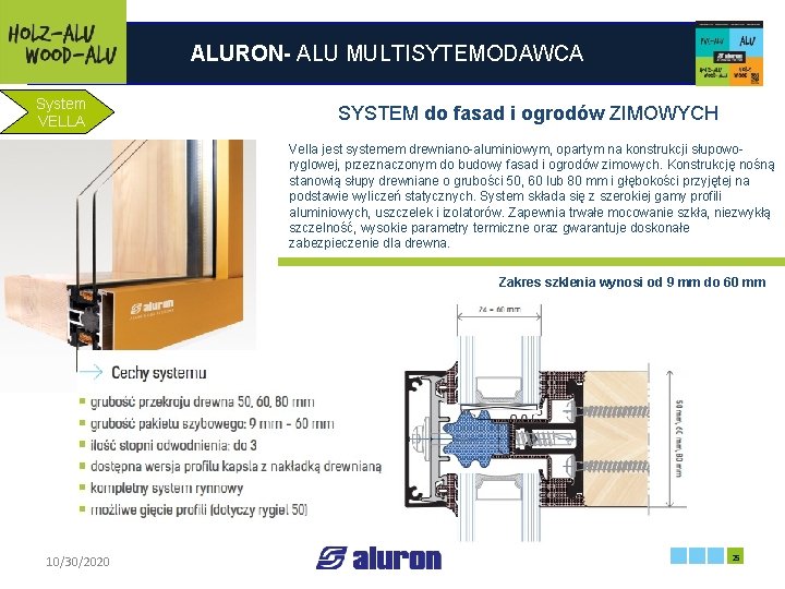 ALURON- ALU MULTISYTEMODAWCA System VELLA SYSTEM do fasad i ogrodów ZIMOWYCH Vella jest systemem