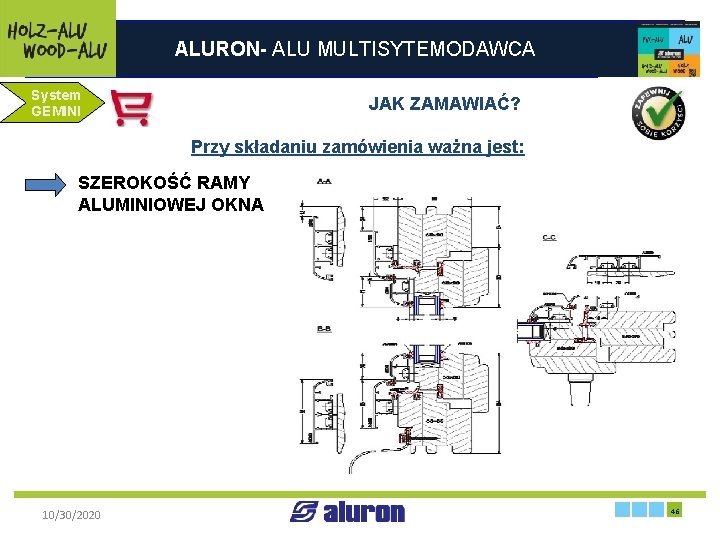 ALURON- ALU MULTISYTEMODAWCA System GEMINI JAK ZAMAWIAĆ? Przy składaniu zamówienia ważna jest: SZEROKOŚĆ RAMY