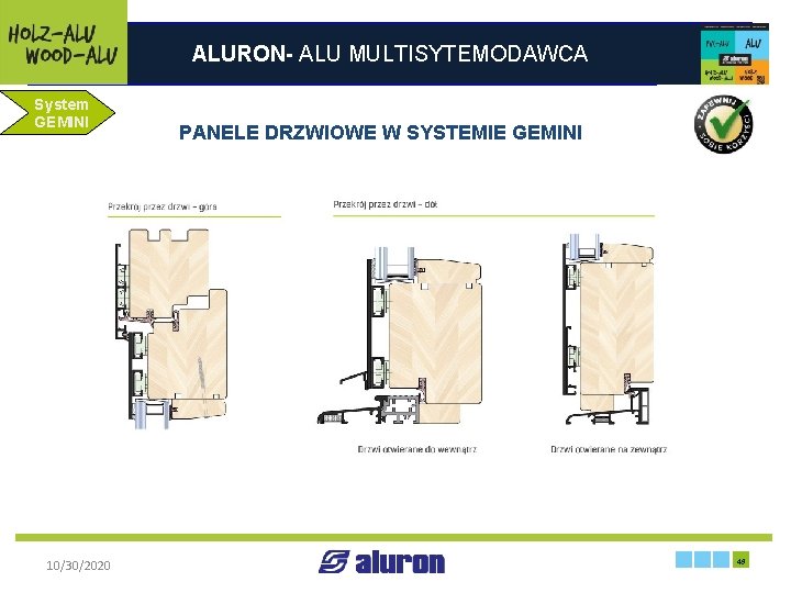 ALURON- ALU MULTISYTEMODAWCA System GEMINI PANELE DRZWIOWE W SYSTEMIE GEMINI Francja 10/30/2020 49 