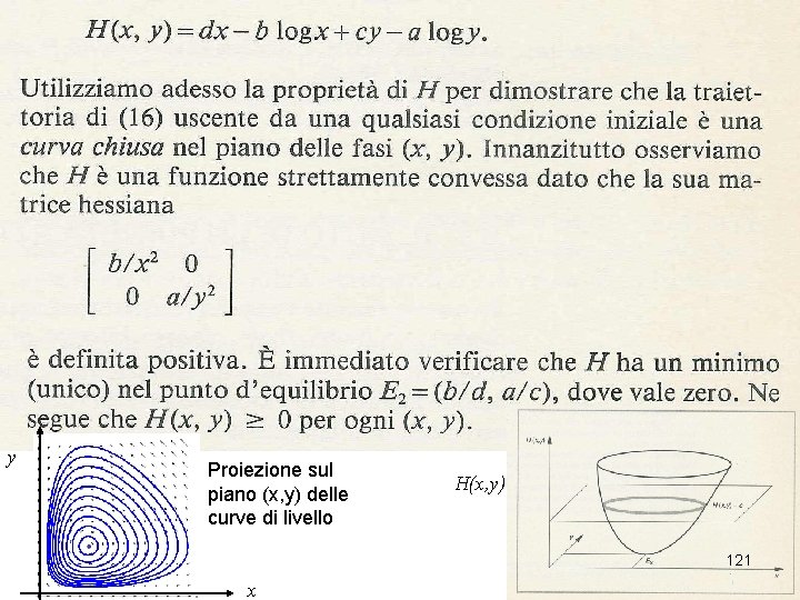 y Proiezione sul piano (x, y) delle curve di livello H(x, y) 121 x