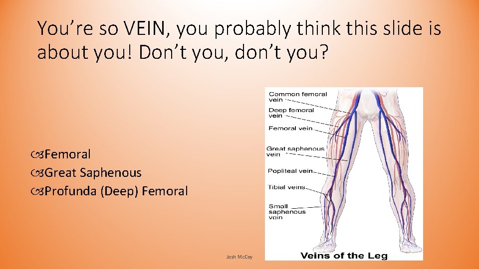 You’re so VEIN, you probably think this slide is about you! Don’t you, don’t You’re so VEIN, you probably think this slide is about you! Don’t you, don’t
