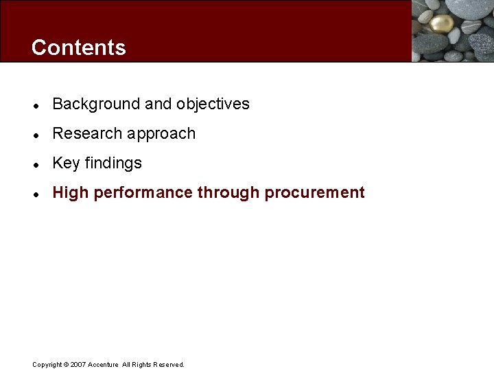 Contents l Background and objectives l Research approach l Key findings l High performance