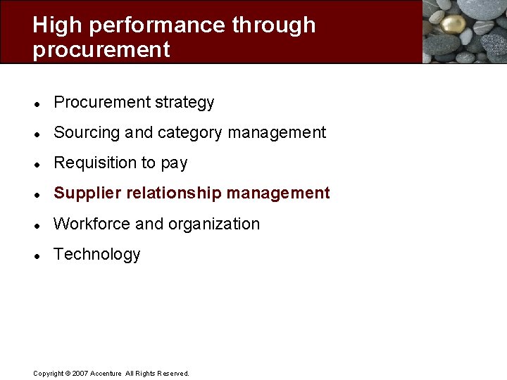 High performance through procurement l Procurement strategy l Sourcing and category management l Requisition