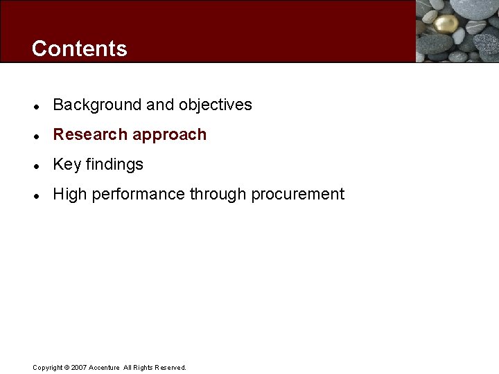 Contents l Background and objectives l Research approach l Key findings l High performance