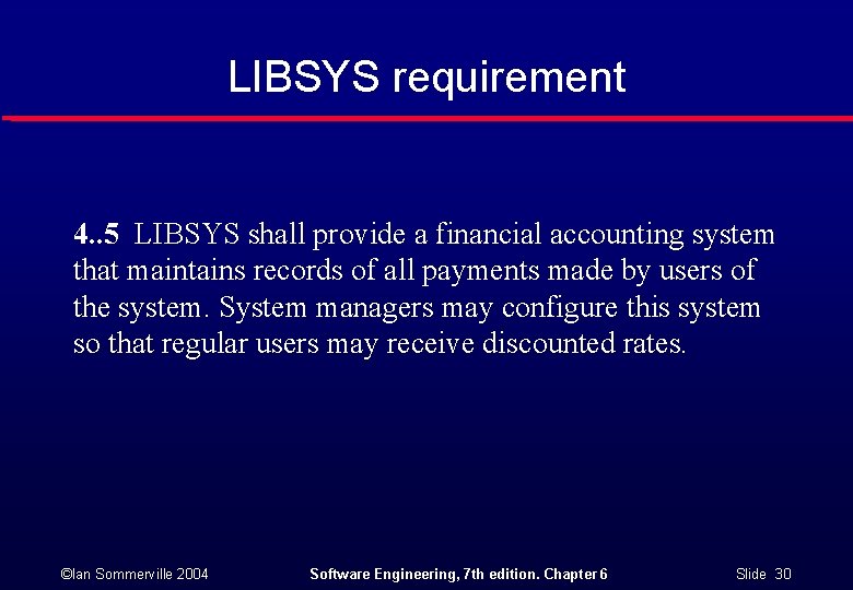 LIBSYS requirement 4. . 5 LIBSYS shall provide a financial accounting system that maintains