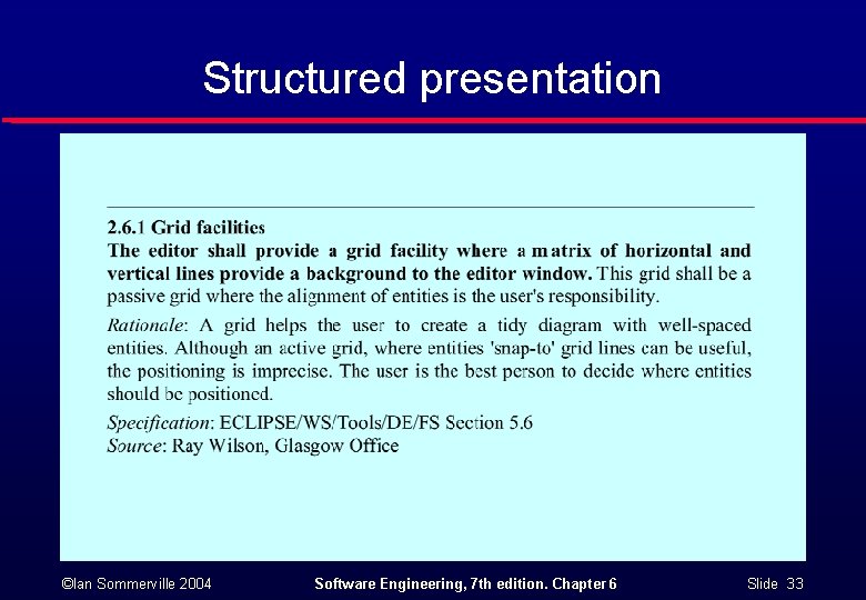 Structured presentation ©Ian Sommerville 2004 Software Engineering, 7 th edition. Chapter 6 Slide 33