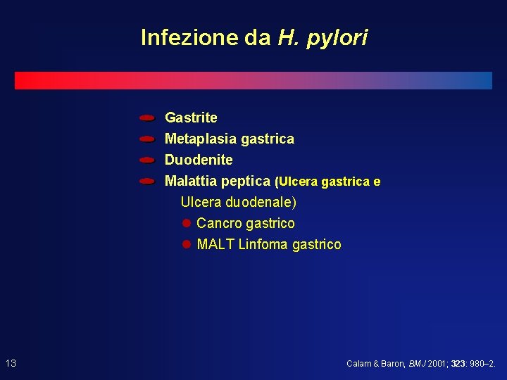 Infezione da H. pylori Gastrite Metaplasia gastrica Duodenite Malattia peptica (Ulcera gastrica e Ulcera Infezione da H. pylori Gastrite Metaplasia gastrica Duodenite Malattia peptica (Ulcera gastrica e Ulcera