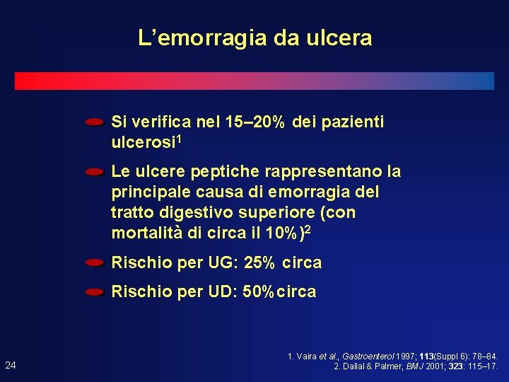 L’emorragia da ulcera Si verifica nel 15– 20% dei pazienti ulcerosi 1 Le ulcere L’emorragia da ulcera Si verifica nel 15– 20% dei pazienti ulcerosi 1 Le ulcere