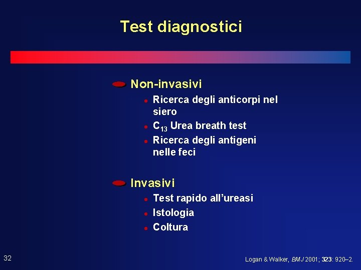 Test diagnostici Non-invasivi l l l Ricerca degli anticorpi nel siero C 13 Urea Test diagnostici Non-invasivi l l l Ricerca degli anticorpi nel siero C 13 Urea