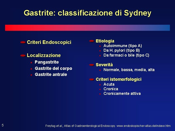Gastrite: classificazione di Sydney Criteri Endoscopici Etiologia l l Localizzazione l l l Pangastrite Gastrite: classificazione di Sydney Criteri Endoscopici Etiologia l l Localizzazione l l l Pangastrite