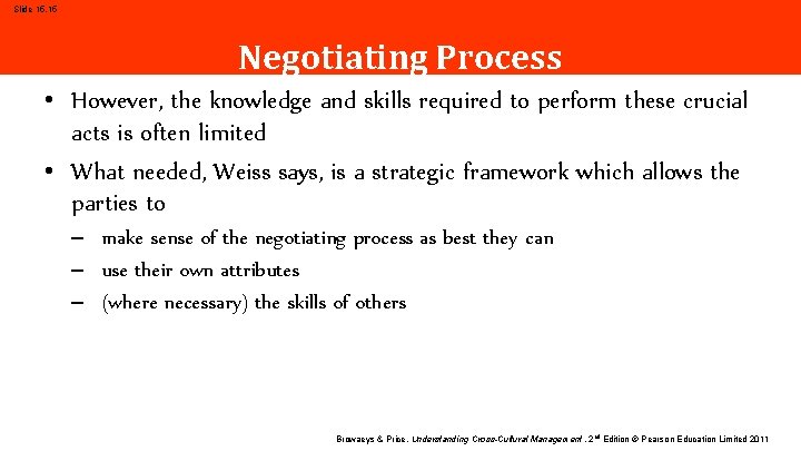 Slide 15. 15 Negotiating Process • However, the knowledge and skills required to perform