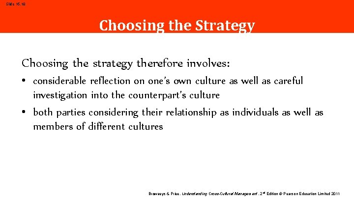 Slide 15. 18 Choosing the Strategy Choosing the strategy therefore involves: • considerable reflection