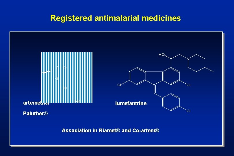 Registered antimalarial medicines artemether lumefantrine Paluther® Association in Riamet® and Co-artem® 