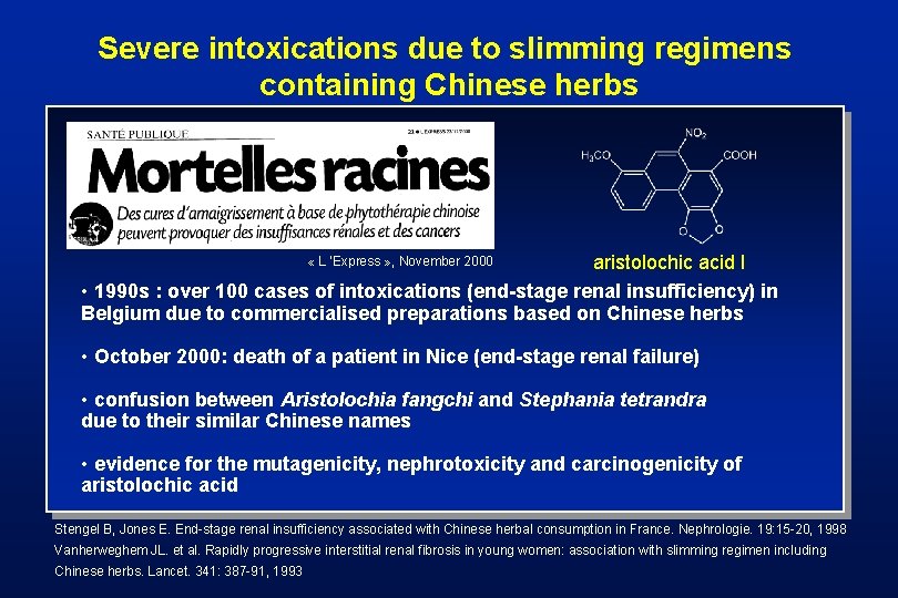 Severe intoxications due to slimming regimens containing Chinese herbs aristolochic acid I • 1990