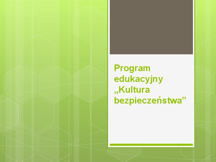 Program edukacyjny „Kultura bezpieczeństwa” 
