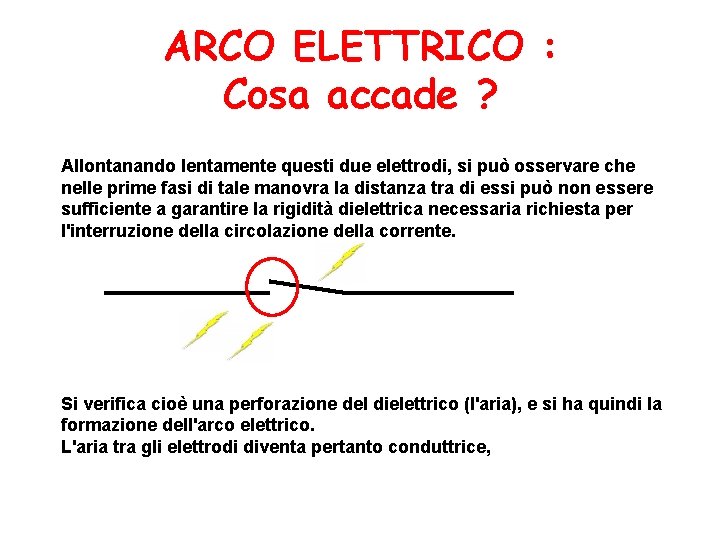 ARCO ELETTRICO : Cosa accade ? Allontanando lentamente questi due elettrodi, si può osservare