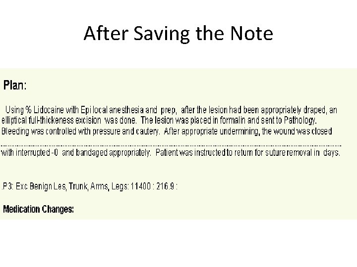 After Saving the Note 