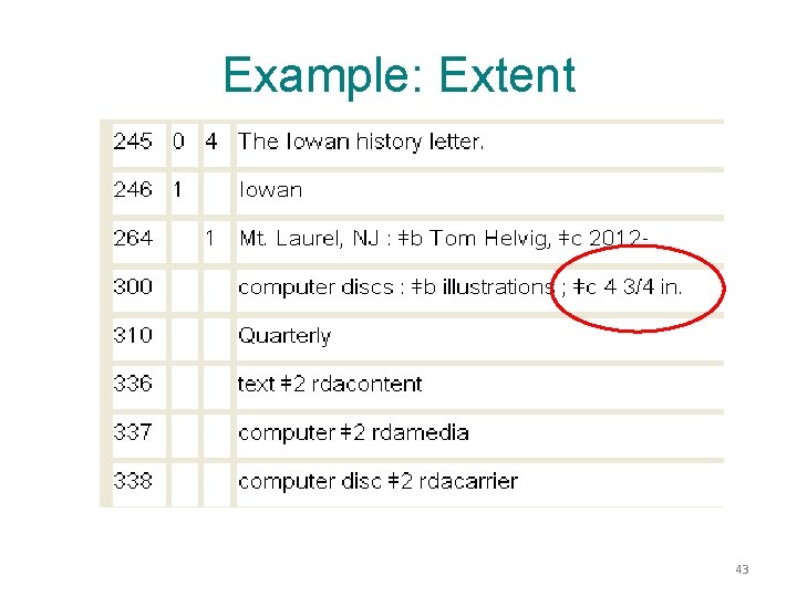 Example: Extent 43 