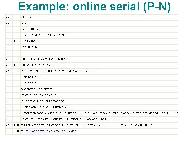 Example: online serial (P-N) 76 