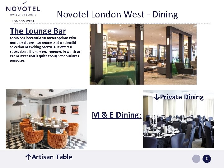 Novotel London West - Dining The Lounge Bar combines international menu options with more