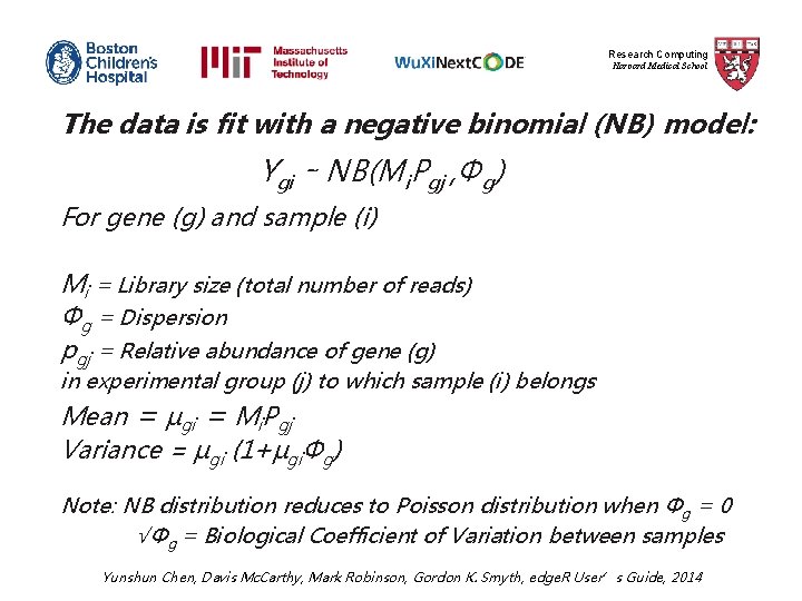 Research Computing Harvard Medical School The data is fit with a negative binomial (NB)