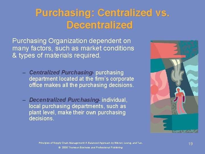 Purchasing: Centralized vs. Decentralized Purchasing Organization dependent on many factors, such as market conditions Purchasing: Centralized vs. Decentralized Purchasing Organization dependent on many factors, such as market conditions