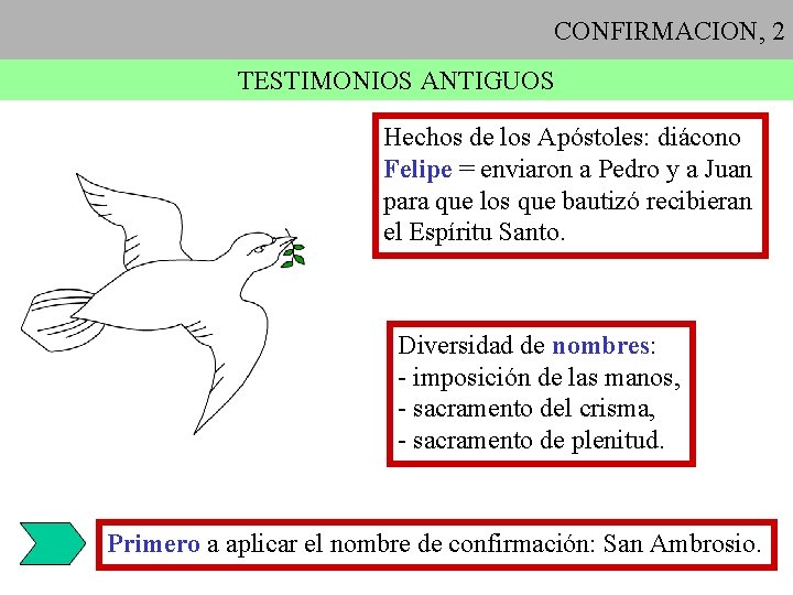 CONFIRMACION, 2 TESTIMONIOS ANTIGUOS Hechos de los Apóstoles: diácono Felipe = enviaron a Pedro