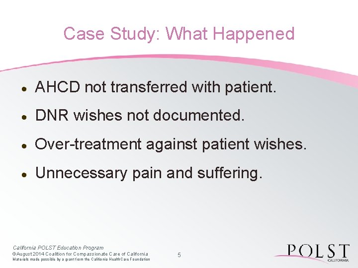 Case Study: What Happened · AHCD not transferred with patient. · DNR wishes not