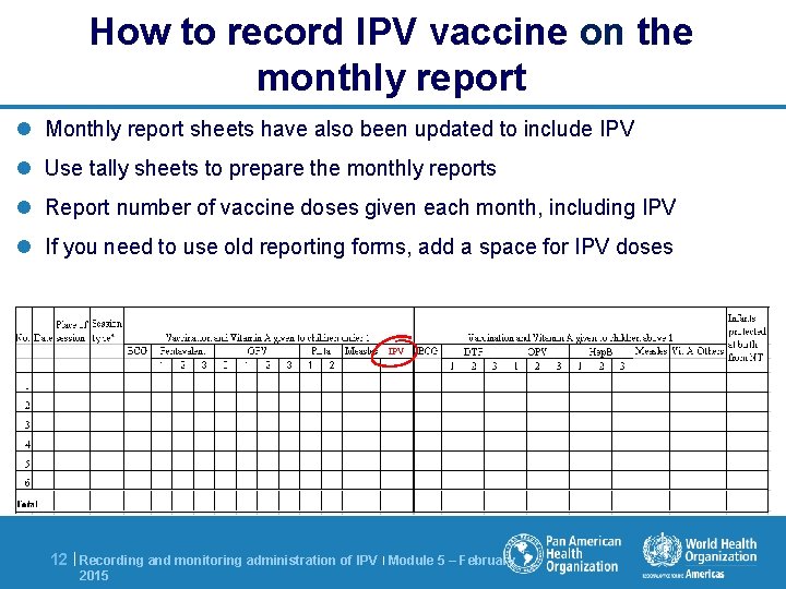 How to record IPV vaccine on the monthly report l Monthly report sheets have