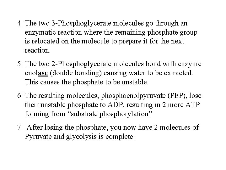 4. The two 3 -Phosphoglycerate molecules go through an enzymatic reaction where the remaining