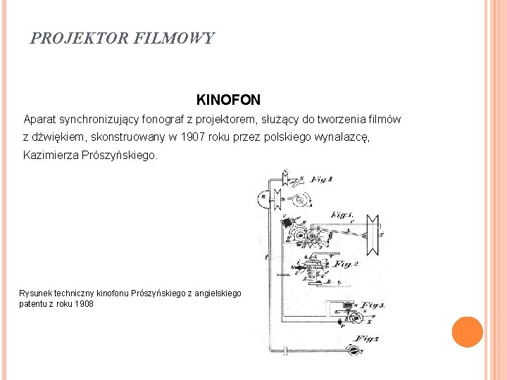 PROJEKTOR FILMOWY KINOFON Aparat synchronizujący fonograf z projektorem, służący do tworzenia filmów z dźwiękiem,