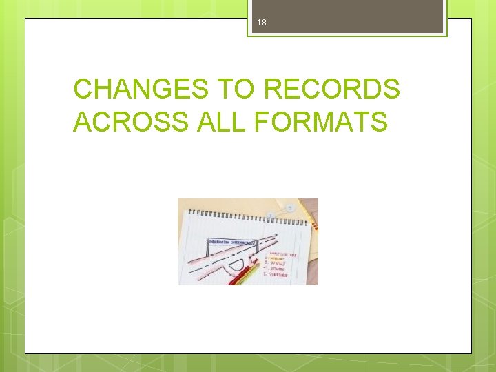 18 CHANGES TO RECORDS ACROSS ALL FORMATS 