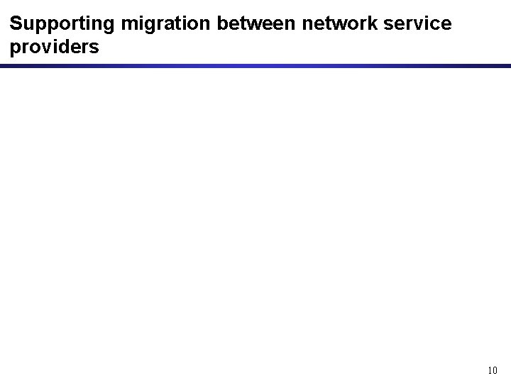 Supporting migration between network service providers 10 
