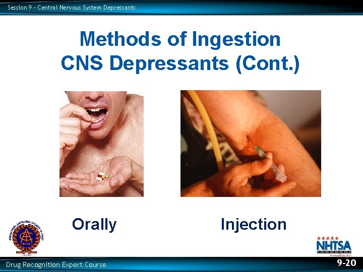 Session 9 – Central Nervous System Depressants Methods of Ingestion CNS Depressants (Cont. )