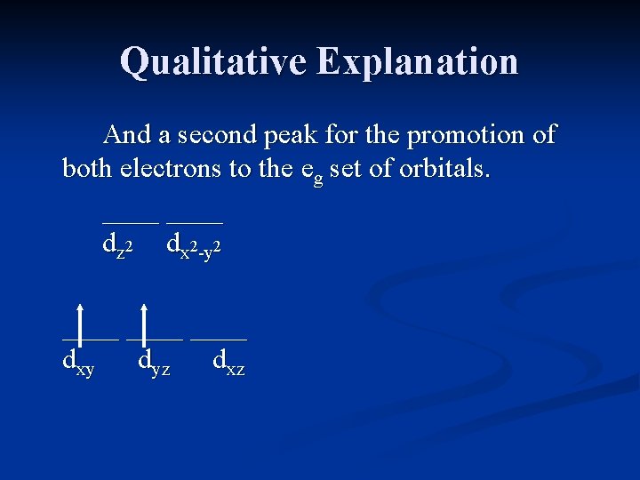 Qualitative Explanation And a second peak for the promotion of both electrons to the Qualitative Explanation And a second peak for the promotion of both electrons to the