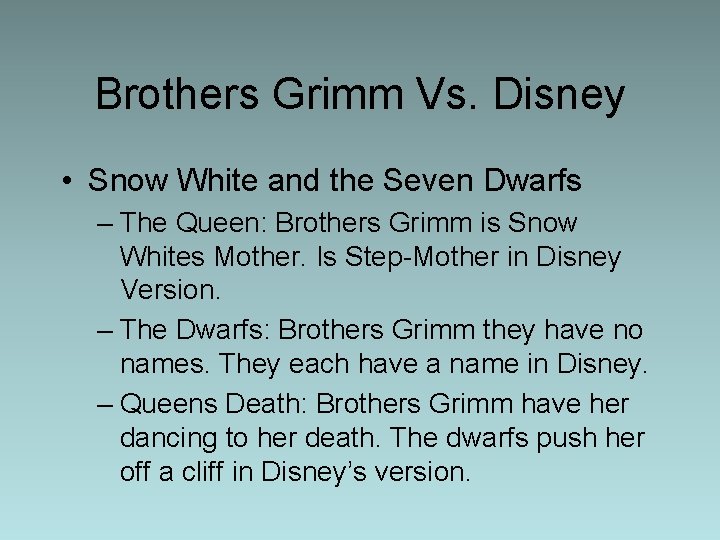 Brothers Grimm Vs. Disney • Snow White and the Seven Dwarfs – The Queen: Brothers Grimm Vs. Disney • Snow White and the Seven Dwarfs – The Queen: