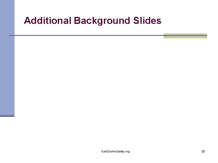 Additional Background Slides San. Onofre. Safety. org 20 