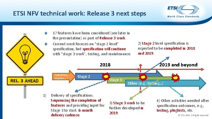 ETSI NFV technical work: Release 3 next steps 17 features have been considered (see